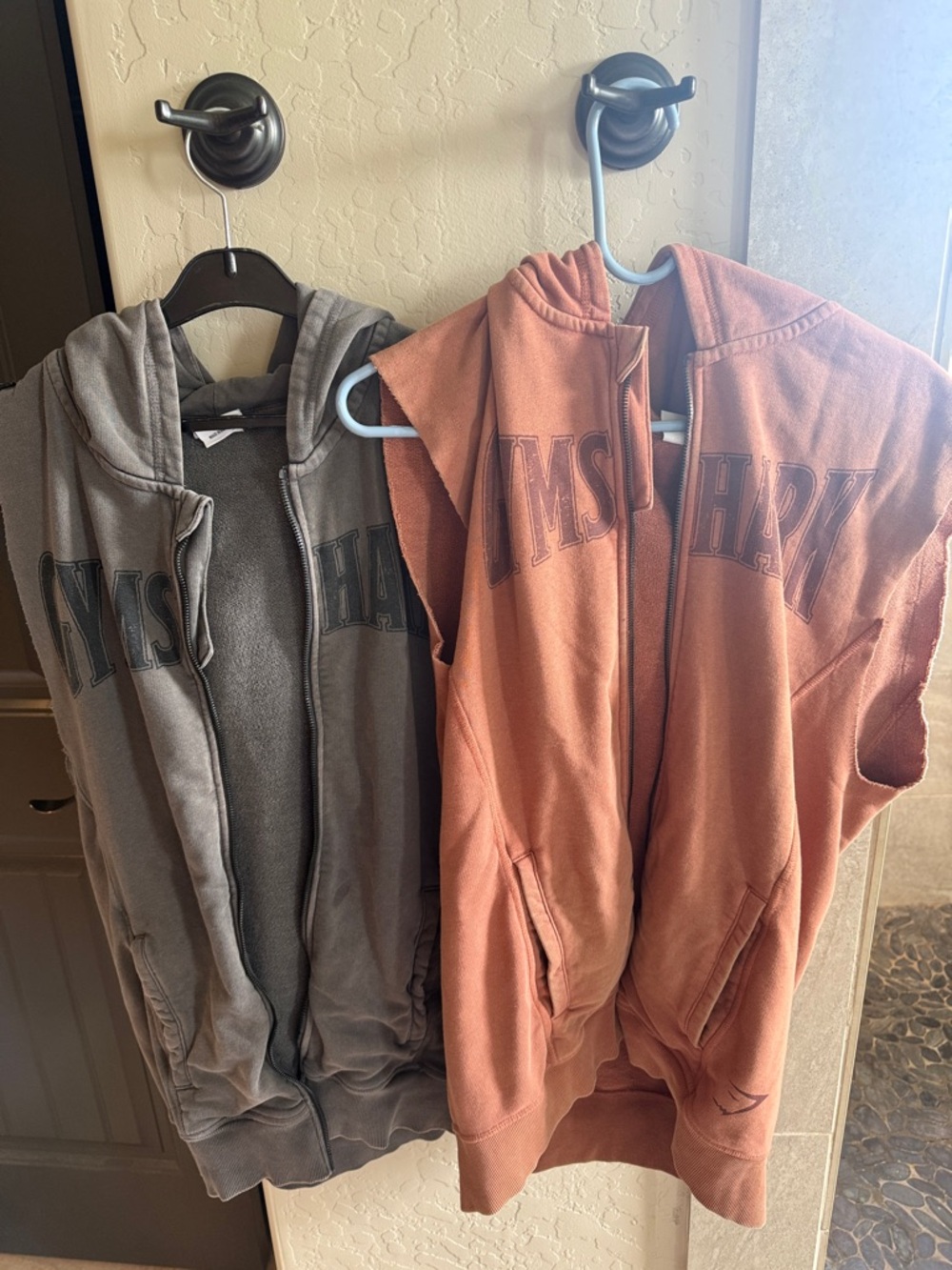 Gymshark Sleeveless Zip Hoodie Bundle - Gray and Dusty Rose